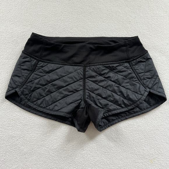Ivivva By Lululemon Girl Solid Black Quilted Unlined Speedy Workout Short 6 - Picture 1 of 8
